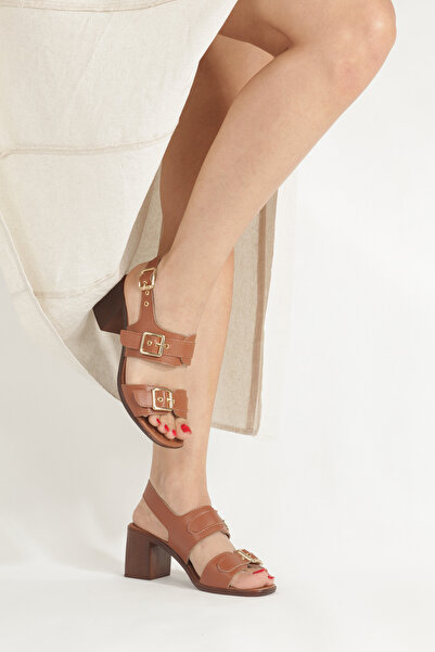 Mamito Ayakkabı Bln S600 Double Strap Gold Buckle Detailed Heeled Shoes