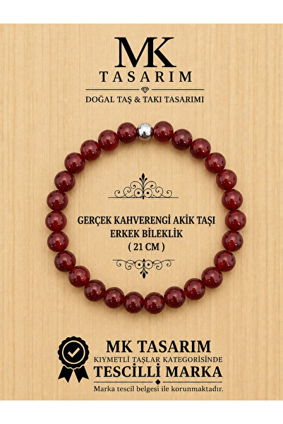 MK tasarım Real Brown Agate Stone Men's Bracelet Mk.8000.003 - Comfort-Peace-...