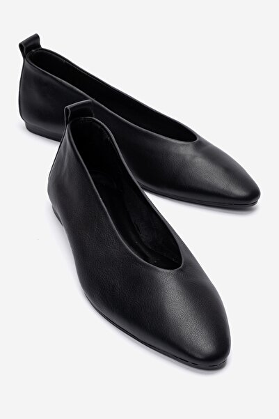 LuviShoes Balerini de damă din piele naturală JENAS, piele neagră