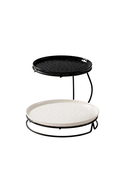 Shallow By Styli 3-Piece Porcelain Bowl Set with Stand 12cm