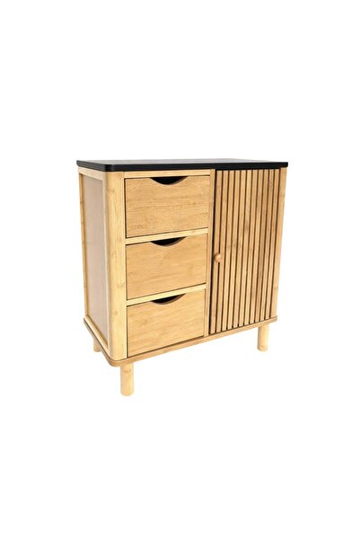 Grandio Mob Comodă de dormitor Sunset DCB60002, cu ușă și 3 sertare, negru, 6...