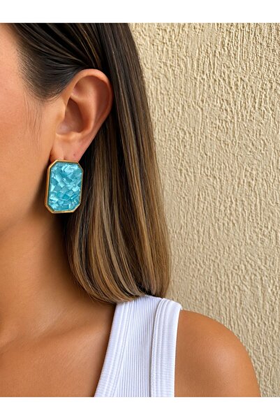 Nilsu Aksesuar Vintage Gold Detailed Mosaic Women's Earrings
