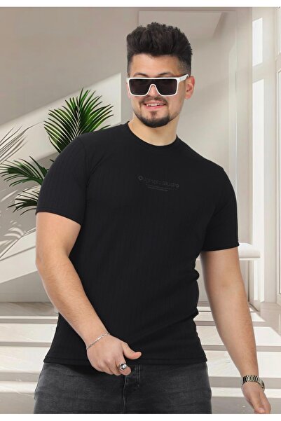 Rayan & Hoor Style Soft Textured Jacquard Stretchable Slim Fit Men's T-Shirt