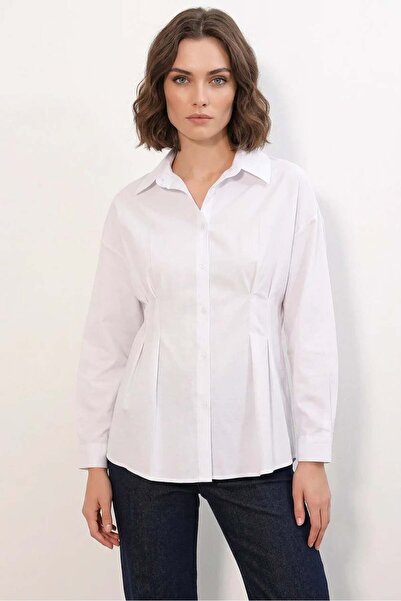 Generic Brand Women's White Shirt with Waist Belt