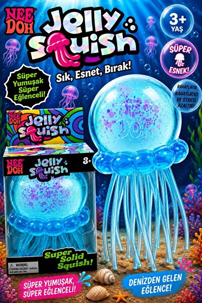 hamiyetkirtasiye Needoh Jelly Squishy Ahtapot Nice Cube Stres Atmalık Mavi
