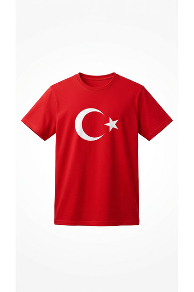 TKT Unisex Red Color Turkey World Cup Special T-Shirt with Moon and Star Print