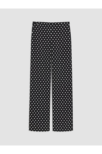 LC Waikiki Black Elastic Waist Polka Dot Women's Trousers