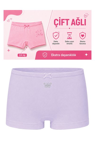 biyokids Kız Çocuk Boxer 5'li Paket Taş Baskılı Garson 12-14 Yaş