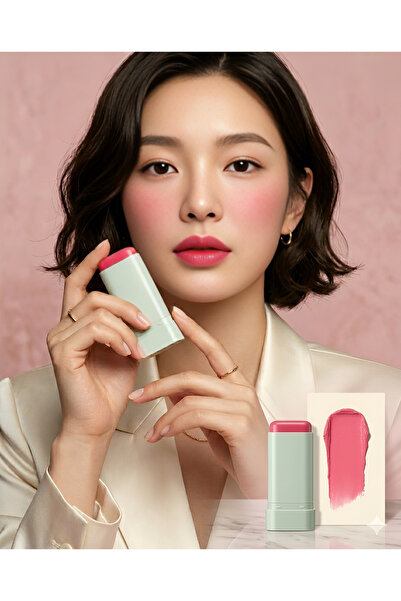 Kozmetik K-Beauty 3'ü 1 Arada Çok Amaçlı Stick Makyaj Seti - Doğal Pembe (All...