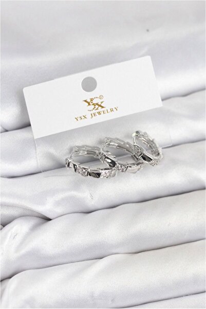 Generic Brand Brass Silver Color Zircon Stone Hoop Snake Model Ysx Trio Earri...