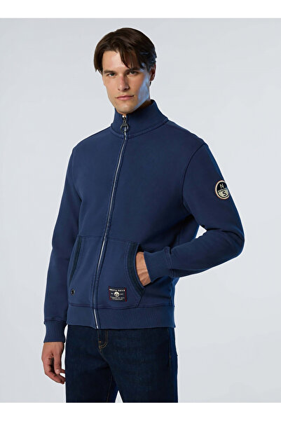 North Sails Lacivert Erkek Fermuarlı Regular Fit Nakışlı Sweatshirt NS0000691126