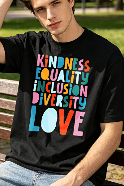 Fleck Casual Style T Shirts For Men Kindness Equality Inclusion Diversity Lov...