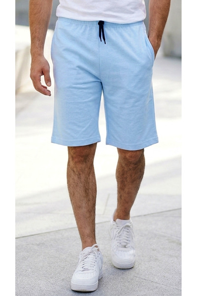 wingetstar Blue Classic Cotton Shorts with Pockets and Stopper Details