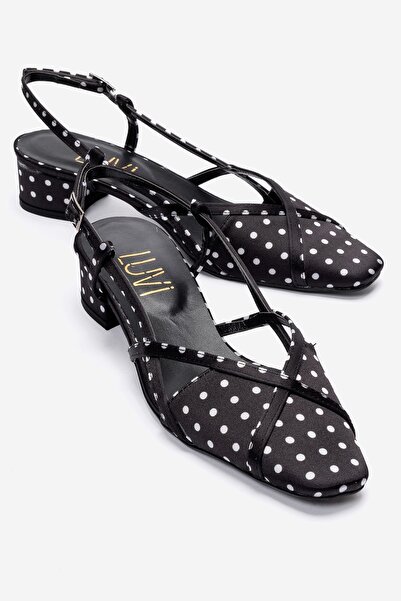 LuviShoes صندل نسائي بكعب منقط باللونين الأسود والأبيض من OLENA