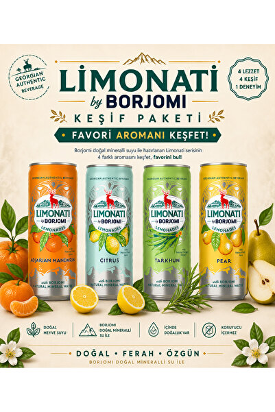 borjomi Limonati Keşif Paketi Teneke Kutu 330 ml x 4
