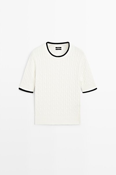 Massimo Dutti Kısa kollu örgü triko kazak