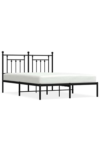 vidaxl Cadru de pat metalic cu tăblie, negru, 140x190 cm