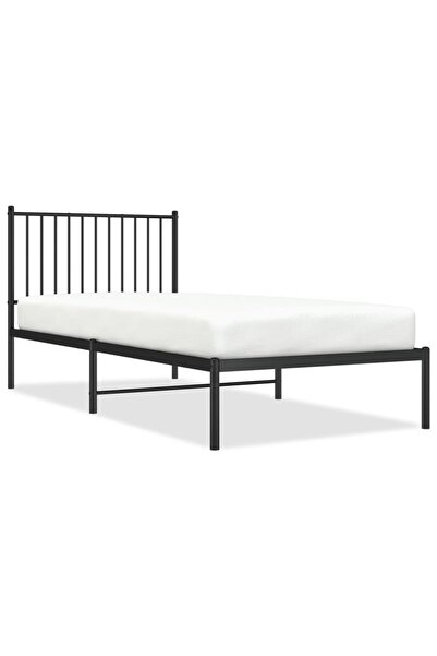 vidaxl Cadru pat metalic cu tăblie, negru, 90x200 cm