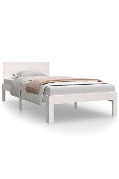 vidaxl Cadru de pat, alb, 90x200 cm, lemn masiv de pin