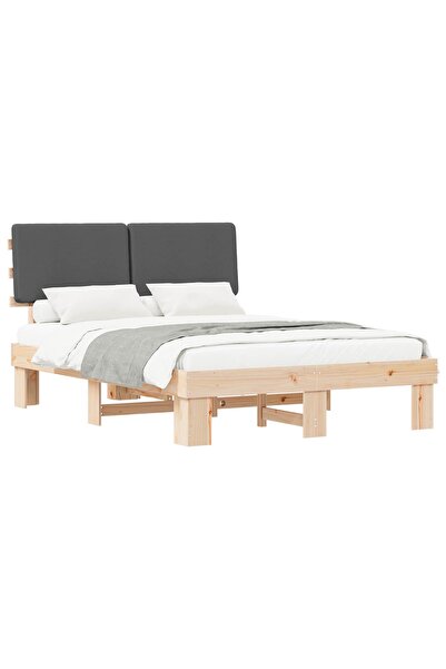 vidaxl Cadru de pat cu tăblie tapițată Gri închis 120 x 190 cm