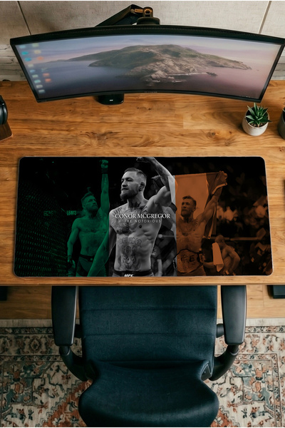 Halura لوحة ماوس للألعاب مطبوعة رقميًا بنمط UFC 30x70 من Conor McGregor مقاس ...