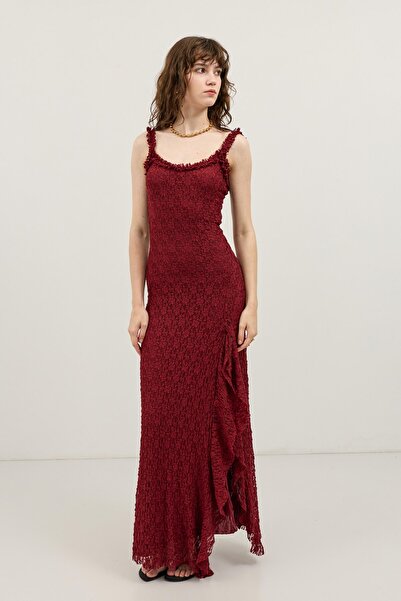 Antioch Burgundy Lace Midi Dress