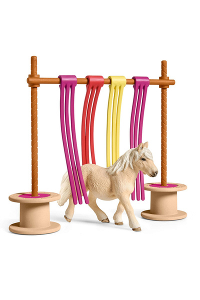 SCHLEICH Lumea Fermelor - Ponei cu perdea și panglică