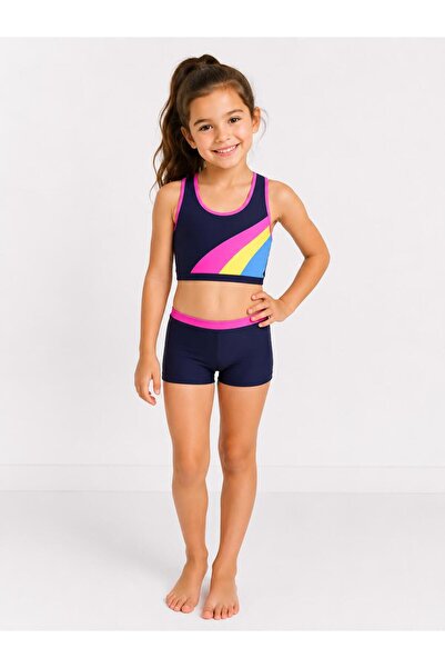 aykidsclup Girl's Two-Piece Swimsuit with Shorts-7255-L