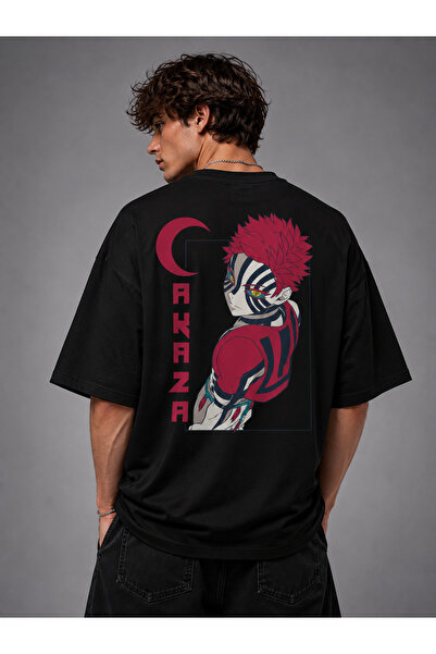 Nulivez Demon Slayer Akaza Printed Oversize Unisex T-Shirt |   Anime Themed S...