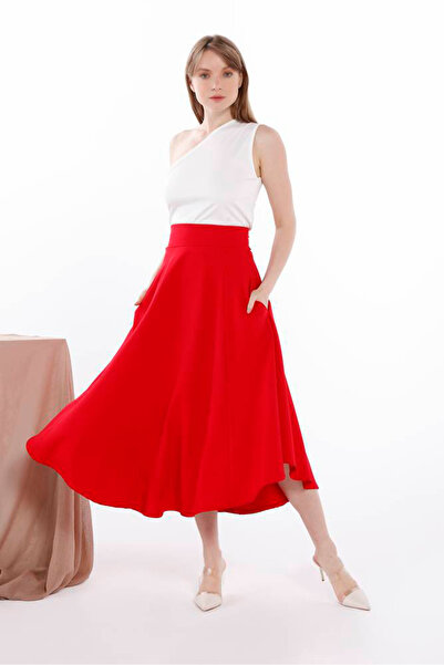FIRST STYLE Soft White and Red Colored Turkish Tayor Set with Off-Shoulder To...