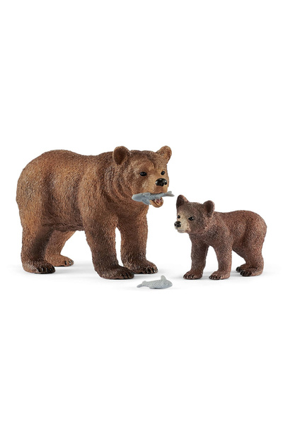 SCHLEICH Viața sălbatică - Mamă și puii de urs grizzly