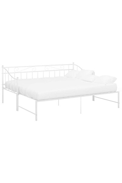 vidaxl Cadru pat canapea extensibilă, alb, 90x200 cm, metal