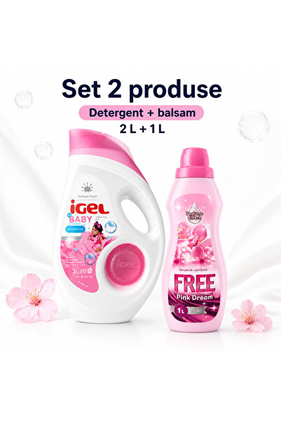 Igel Set 2 Produse pentru Rufe, Baby 2 L, FREE Pink Dreams 1 L, Detergent si ...
