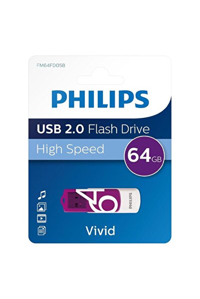Philips ذاكرة فلاش USB 2.0 عالية السرعة سعة 64 جيجابايت من سلسلة Vivid (FM64F...