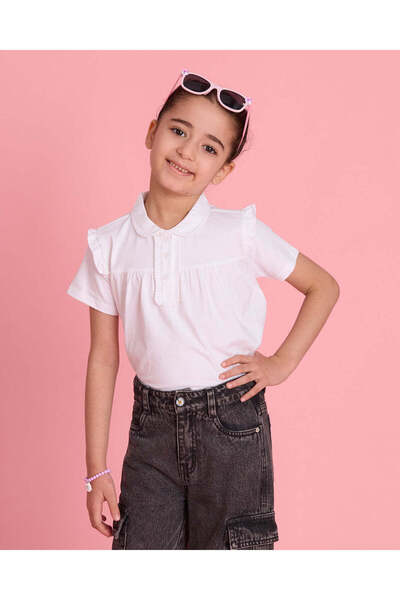 REDTAG Girls White Embellished Blouse