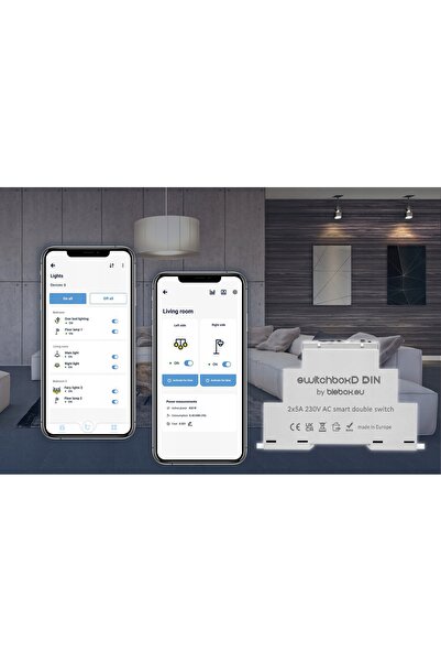 BleBox SwitchBoxD Comutator dublu ON/OFF DIN, Comutator pentru șină DIN, WiFi