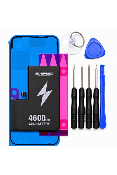 evergo İPHONE 12 PRO MAX BATARYA 4600 mAh YÜKSEK KAPASİTE ÜSTÜN GÜÇLENDİRİLMİ...