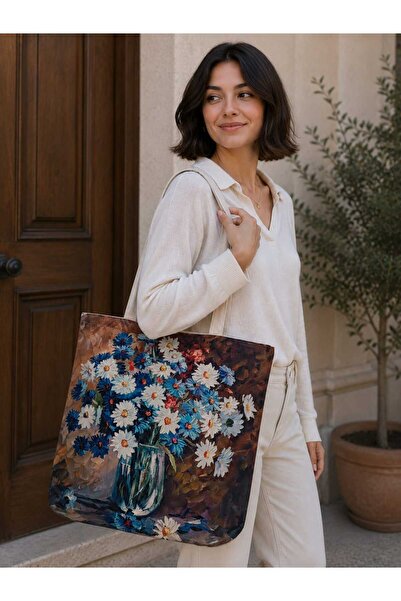 ÖZDAĞ HOME CONCEPT 40X40 cm Digital Printed Suede Fabric Women's Shoulder Bag...