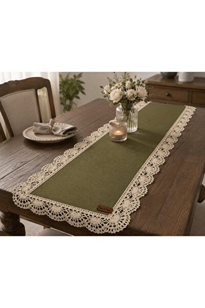 Rose go home Olive Green Linen Fabric Runner