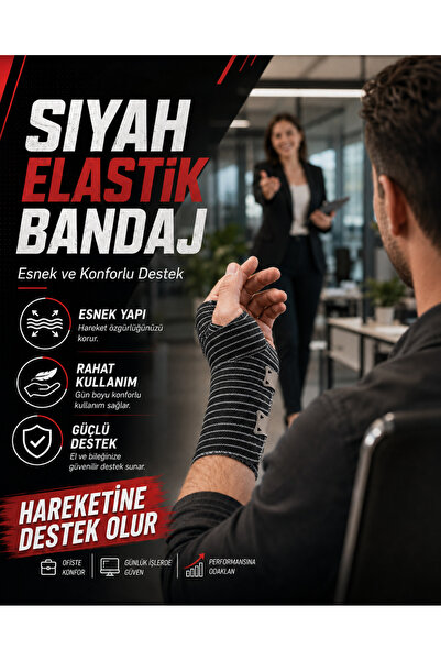 Life Care Siyah Elastik Bandaj 10cm