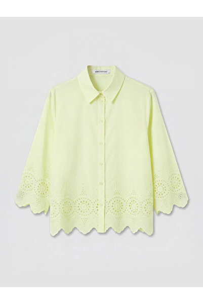 LC Waikiki Yellow Embroidered Brode Women's Shirt