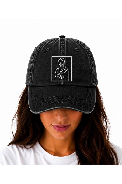 WeavedCo Monalisa Art Vintage Washed Hat (Not Printed, Embroidered)