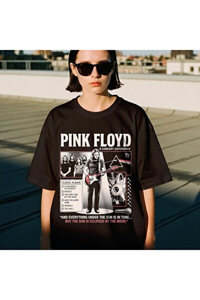 Grafftee Clothing Μπλουζάκι Pink Floyd με στάμπα, unisex, oversized
