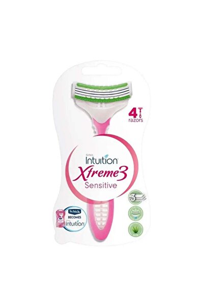 Schick شفرات حلاقة نسائية حساسة للاستخدام مرة واحدة من إنتويشن إكستريم 3 - 4 قطع