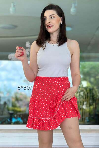İnce Topuk Bürümcük Ruffled Short Skirt 6Y307