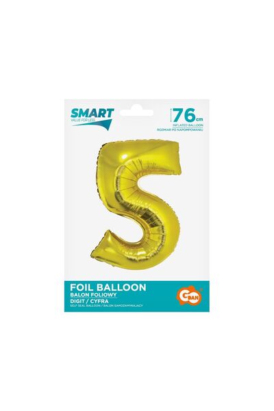 Godan Balon folie Smart, Numărul 5, auriu, 76 cm