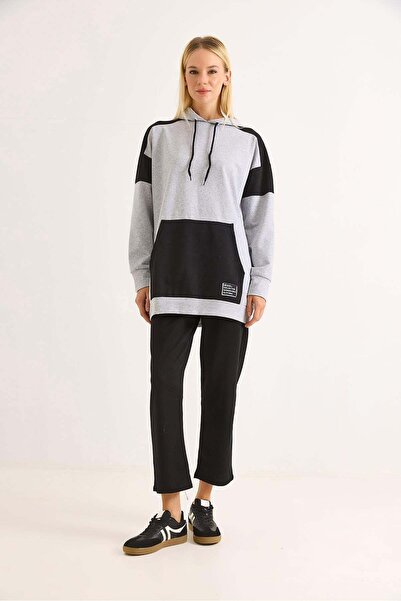 Raneel Kazançlı Alışveriş Women's Kangru Double Pocket Sports Set Black