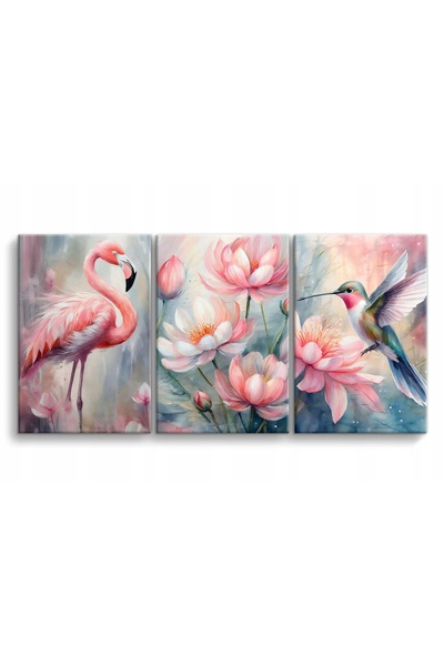 DecoWalls Set Tablouri Hummingbird Flamingo, Deco Walls, Digital Print, Pentr...
