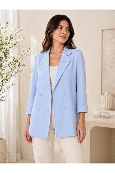 Raneel Kazançlı Alışveriş Women's double-breasted oversized blazer jacket - l...