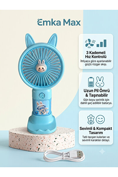 EMKA MAX El ve Masa Vantilatörü USB Kablolu Taşınabilir Mini Fan Pratik Serin...